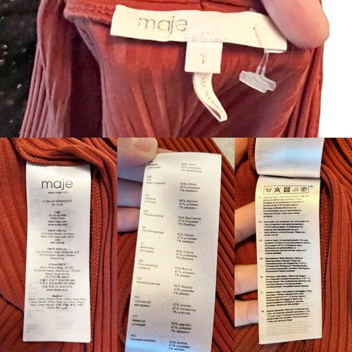 Maje Milan langer gerippter Cardigan Pullover terrakotta Baumwolle Strickmantel 1 Small gebraucht, in einwandfreiem Zustand - Bild 6 von 9