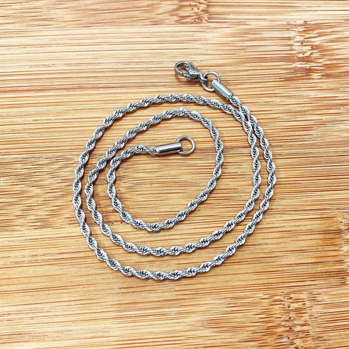 Collar de cadena de cuerda de acero inoxidable de 2,3 mm de ancho duradero para mujer cadena de plata Jewe” - Imagen 6 de 12