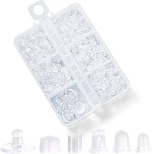 6 Styles Silicone Earring Backs for Studs, 600 Pcs Clear Soft Earring Backings H