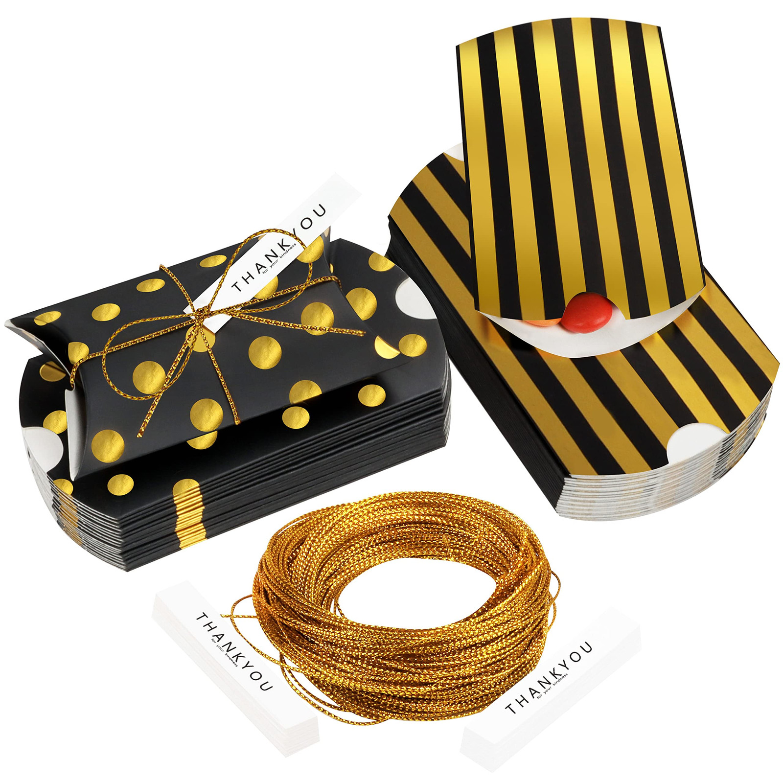 50-Килограммовый подарочный набор Klein Karton Box Set Gold & Schwarz mit Anhänger & Schnur -