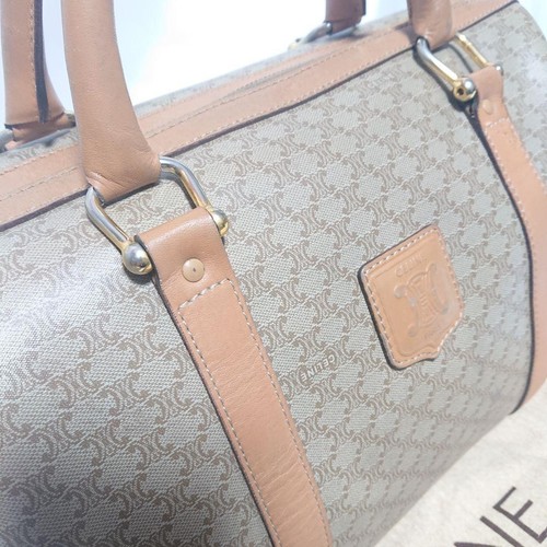 Celine Old Macadam Pattern Mini Boston Handbag Vintage Brown /Used++ - Picture 2 of 7