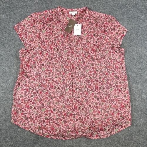 J. Jill Shirt Damen Large Rosa Blumen Baumwolle Kurzarm Bluse LTSTRCHRJC - Bild 2 von 8