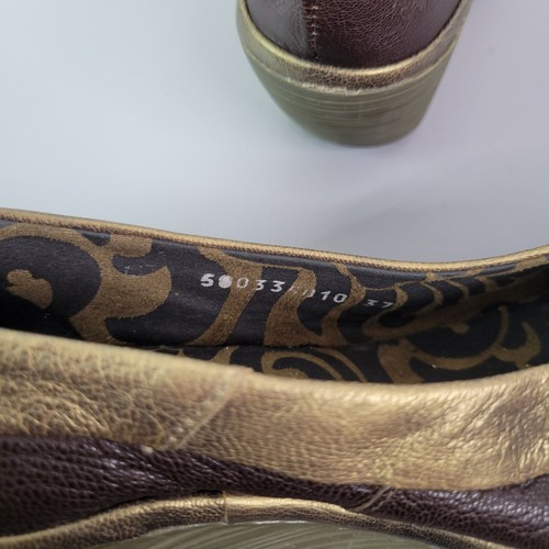 Fly London Yoko Leder Chunky Keilabsatz Pumps Schuhe Braun Gold Damen EU 37 US 7 - Bild 10 von 10