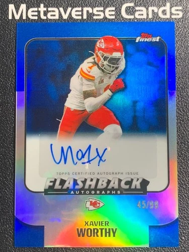 2025 Topps Finest Flashback Autograph Xavier Worthy Auto Blue Refractor 45/99