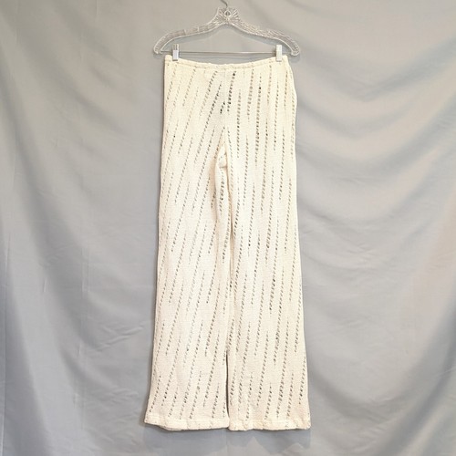 Pantaloni Pretty Little Thing in maglia panna invecchiata taglia 4 gamba larga tasche all'uncinetto - Foto 4 di 11