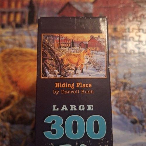 Buffalo Fox Jigsaw Puzzle 300 Pieces Hiding Place Poster Snow Barn Country Red - Picture 4 of 9