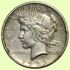 1921 Peace Silver Dollar $1 | Key Date - XF/AU Details - Cleaned & Rim Dings