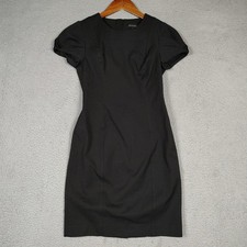 Banana Republic Mini Dress Women's 0 Petite Black Puff Sleeve Sheath Minimalist