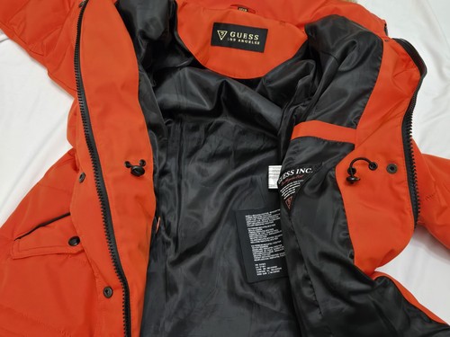 Chaqueta Abrigo Guess Para Mujer Los Ángeles Naranja Imitación Piel Borde Capucha Puffer Talla Mediana - Imagen 22 de 23