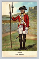 Officer 29th Regiment Fort Ticonderoga Linen Postcard Historic Uniform