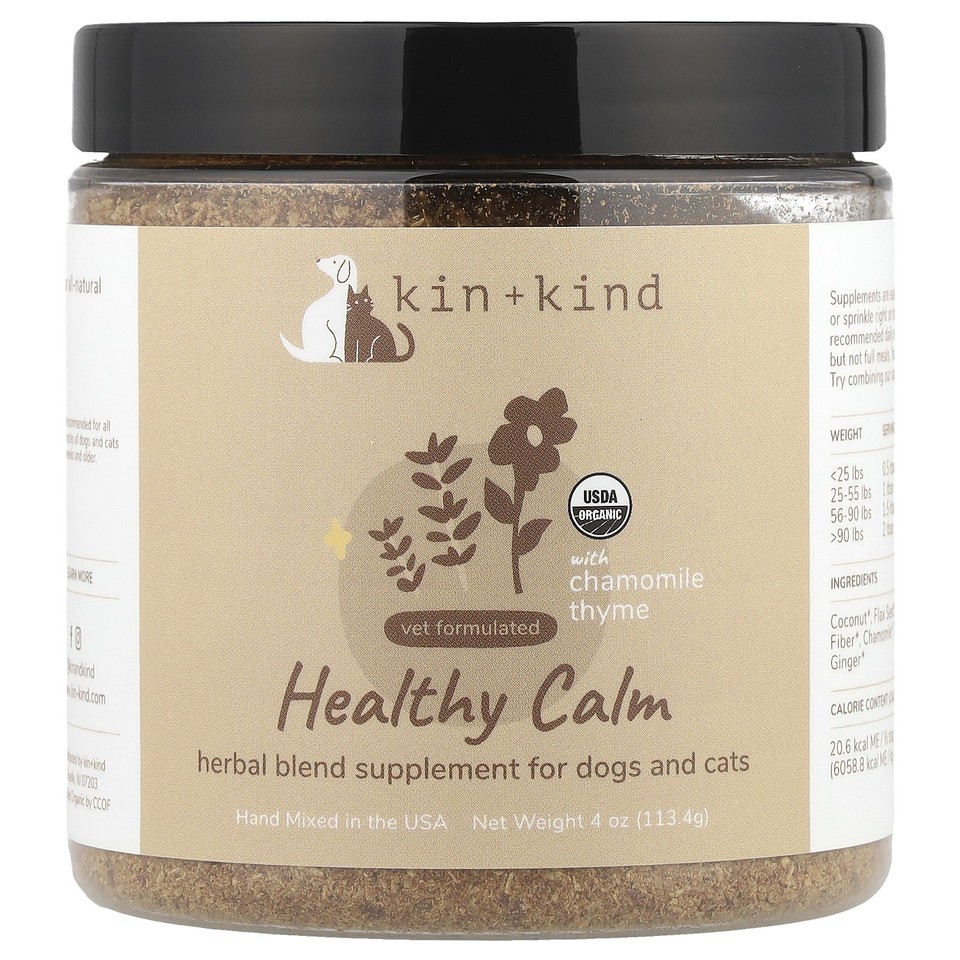Healthy Calm, Herbal Blend Supplement for Dogs and Cats, With Chamomile Thyme, 4