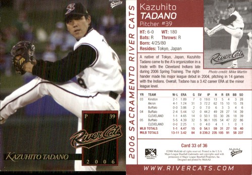 Kazuhito Tadano 2006 MultiAd Sacramento River Cats #33 Karte