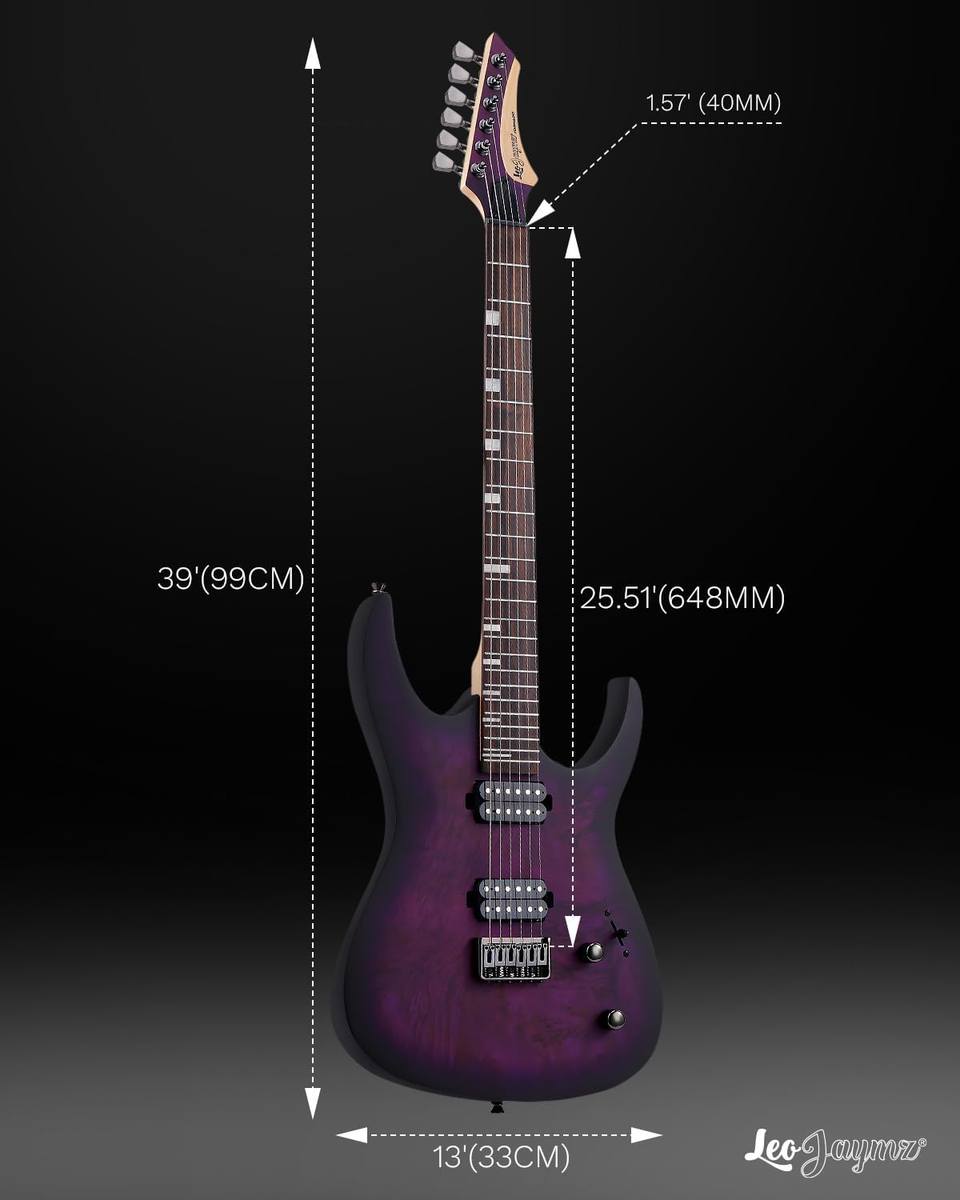 Leo Jaymz Tornado Electric Guitar Purple Burl Okoume Body Alnico V
