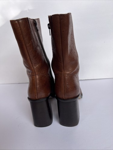 MIA Chunky Heel Sz 10 Mid-Calf VTG Brown Y2K Textured 90s Leather Bratz Boots - Picture 14 of 19