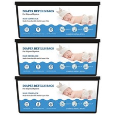Diaper Refill Bags with Genie Easy Roll  Platinum Diaper Pails, 7-Layer Odor...