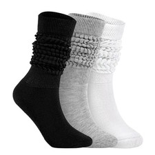 Slouch Socks for Woman 3 Pack Scrunch Socks Soft 5-11 Black White Grey -3 Paris