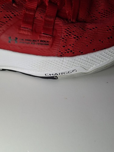 Under Armour Project Rock Charged Shoes Red Training Sneakers Ladies 7 Mens 5.5 - Picture 8 of 10