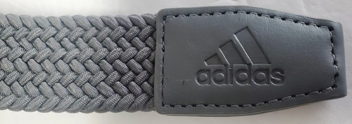 Adidas Golf Belt 36 Woven Stretch Gray w/ Silver Buckle Totally Adjustable Logo - Picture 3 of 5