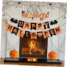 Banner, Halloween Garland Bunting Decorations Sign for Indoor Happy Halloween