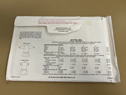 Kwik Sew 1823 UNCUT Sewing Pattern, Girls' Dresses, Size 8-10-12-14 - Picture 2 of 2