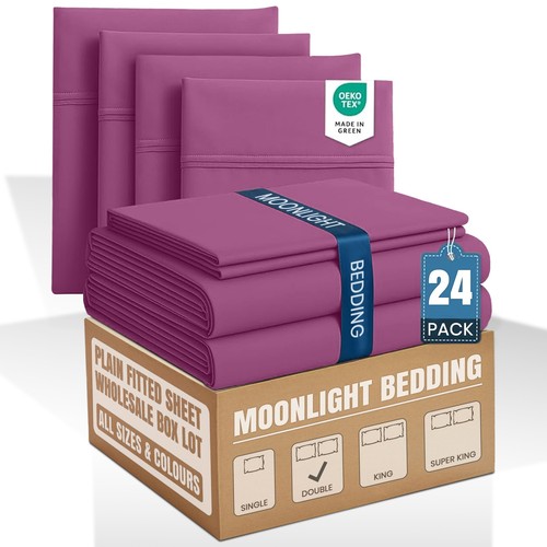 WHOLESALE BOX LOT Plain Fitted Sheets Standard Depth All Sizes 30-20 PCS BULK UK - Picture 77 of 131