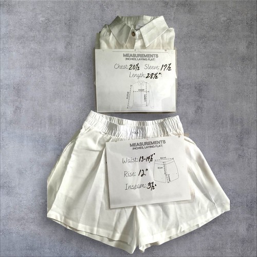 Yogi 2 Piece White Shirt & Short Set SZ S Women Boho Feminine Chic Summer - Picture 10 of 10