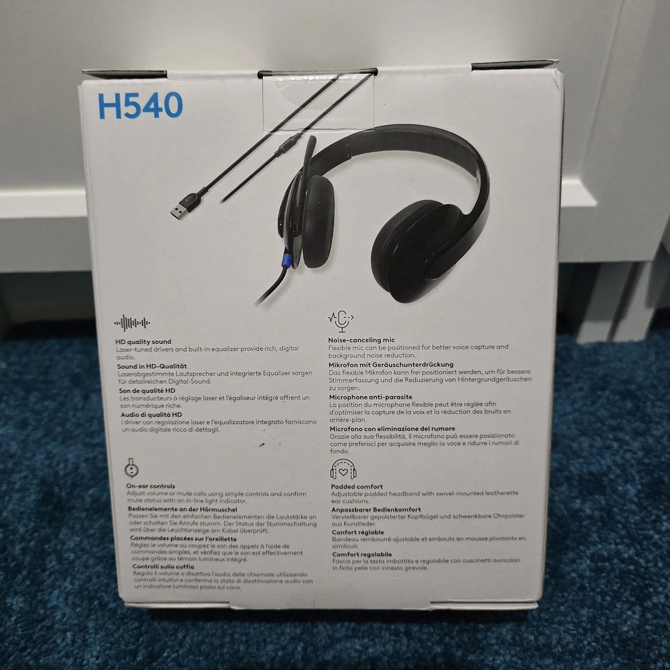 Logitech H540 Stereo Headset, Black, Wired, Noise Cancelling, USB, PC/Mac - Image 2 of 4