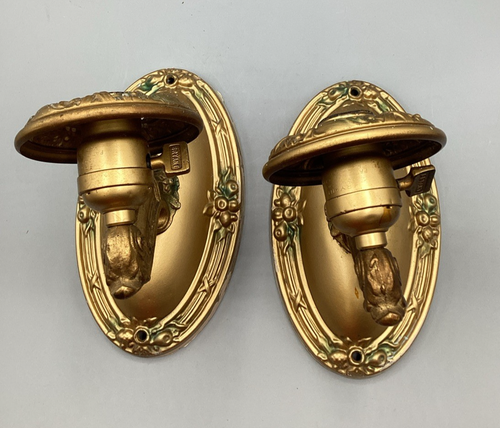 Art Deco Wall Sconces Electrical BRYANT Patent April 1916 Fixture Pair Antique - Picture 2 of 16