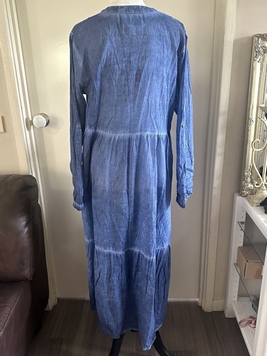 Lulalife Women’s Tiered Dress Size M Navy Blue Side Pockets Ethel Midi NEW Tags - Picture 4 of 9