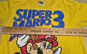 Youth Large Super Mario Bros. 3 Y2K  Distressed Nes Video Game Cover Tee Shirt