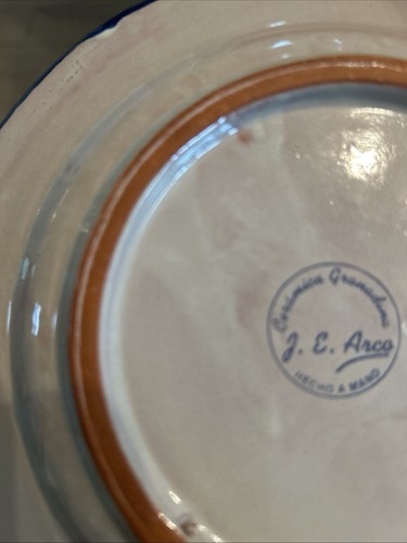 Spanish Fajalauza Pottery J E Arco Spain Blue Bird Plate 10.5” - Picture 4 of 4