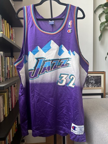 Vintage Karl Malone Utah Jazz Champion Jersey Mens 52 (XXL) Away Purple NBA