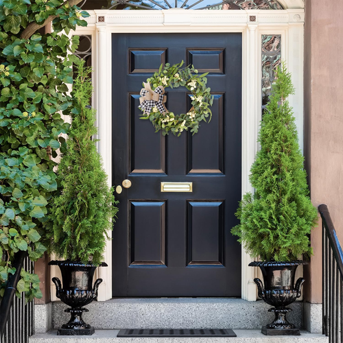 Corona Eucalipto Artificiale 20" per Decorazione Porta, Finestra, Patio o Giardino - Foto 8 di 12