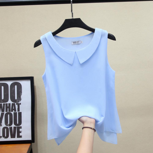 Camicia donna smanicata chiffon blusa taglie forti elegante canotta outfit - Foto 3 di 22