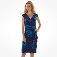 Chaps Floral Surplice Sheath Dress Womens Size Large