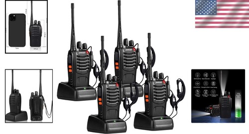Wiederaufladbare Funkgeräte mit Taschenlampe - 16 Kanal Walkie Talkies 4er Set - Bild 2 von 9