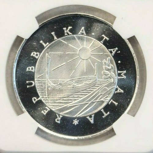 1976 MALTA SILVER 4 POUNDS FORT MANOEL GATE NGC MS 67 PQ BEAUTY RARE TOP POP 1 - Picture 4 of 4