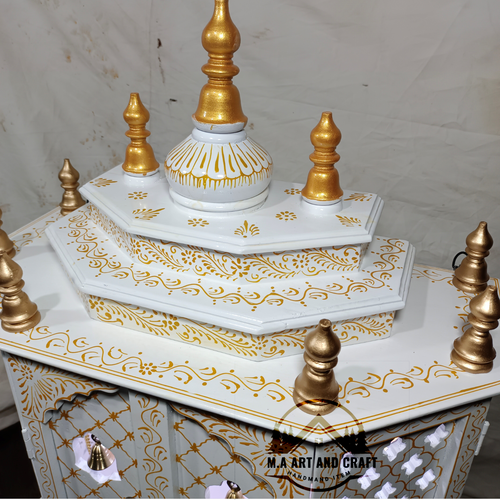 Wooden Temple Handcrafted Mandir Pooja Ghar Mandap For Worship Home Decor Art - Picture 4 of 7