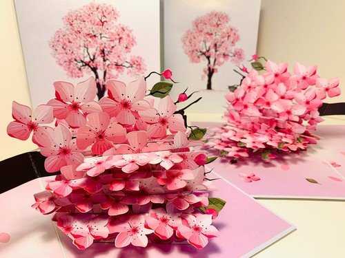 Origami Pop Cards Cherry Blossom Tree Sakura Pop Up Greeting Card Happy Birthday - Picture 15 of 24
