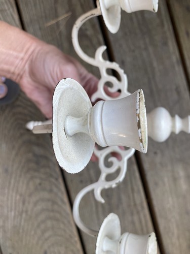 1 Cast Iron Triple Candelabra Wall Sconces, Shabby Chic Farmhouse 10”x10.5” - Picture 9 of 9
