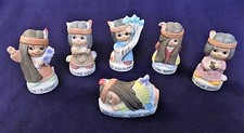 AMERICAN INDIAN GIRL BOY VINTAGE FIGURINES JAPAN PORCELAIN BISQUE MARKED SET 6