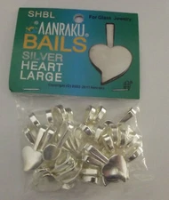 25 Aanraku HEART BAILS Silver Plated Metal LARGE Fusing Supplies Glue On