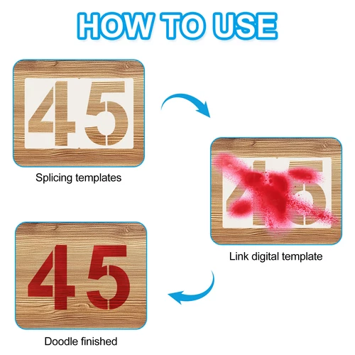 8 Inch Large Plastic Number Stencils, 10 Pcs, Wood, Home - Picture 4 of 7