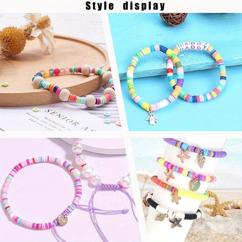 10Strands Flat Round Handmade Polymer Clay Beads Disc Heishi Beads - Picture 6 of 7