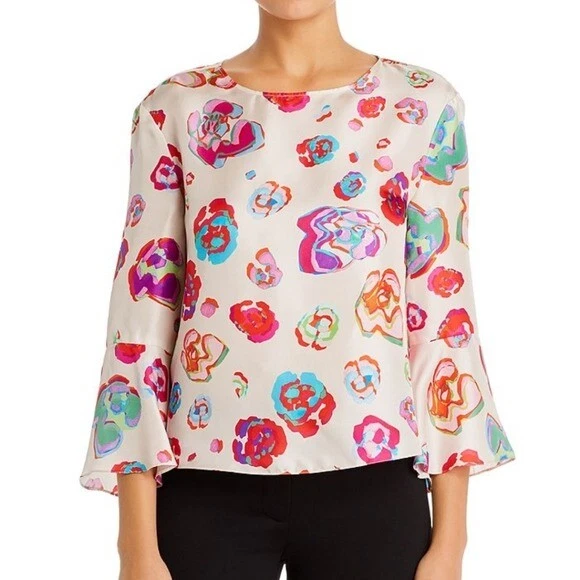 Blusa para mujer Emporio Armani estampado floral 100 % seda L multicolor festival artístico Foto 2 de 4