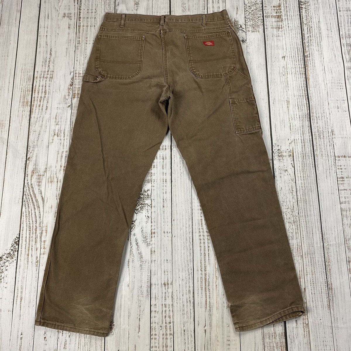 dickies made in USA workpant brown 31×30 DICKIES MENS RELAXED STRAIGHT LEG DUCK CARPENTER PANTS