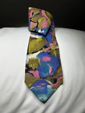 Vintage Oaktree Neck Tie ~ Rayon Floral Design ~ Bold Colorful ~ USA