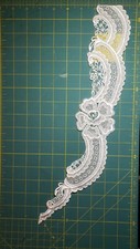Vintage Cream Lace Wedding Floral Embroidered Lapel Collar Trim Applique 16 inch