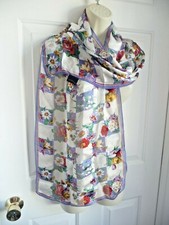 Charter Club Scarf 100 Silk Squired Patches with Various Floral Pattern 15x60