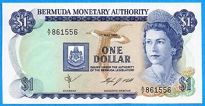 World Banknotes Bermuda 1984 1 Dollar P28b.4 UNC Prefix A//7